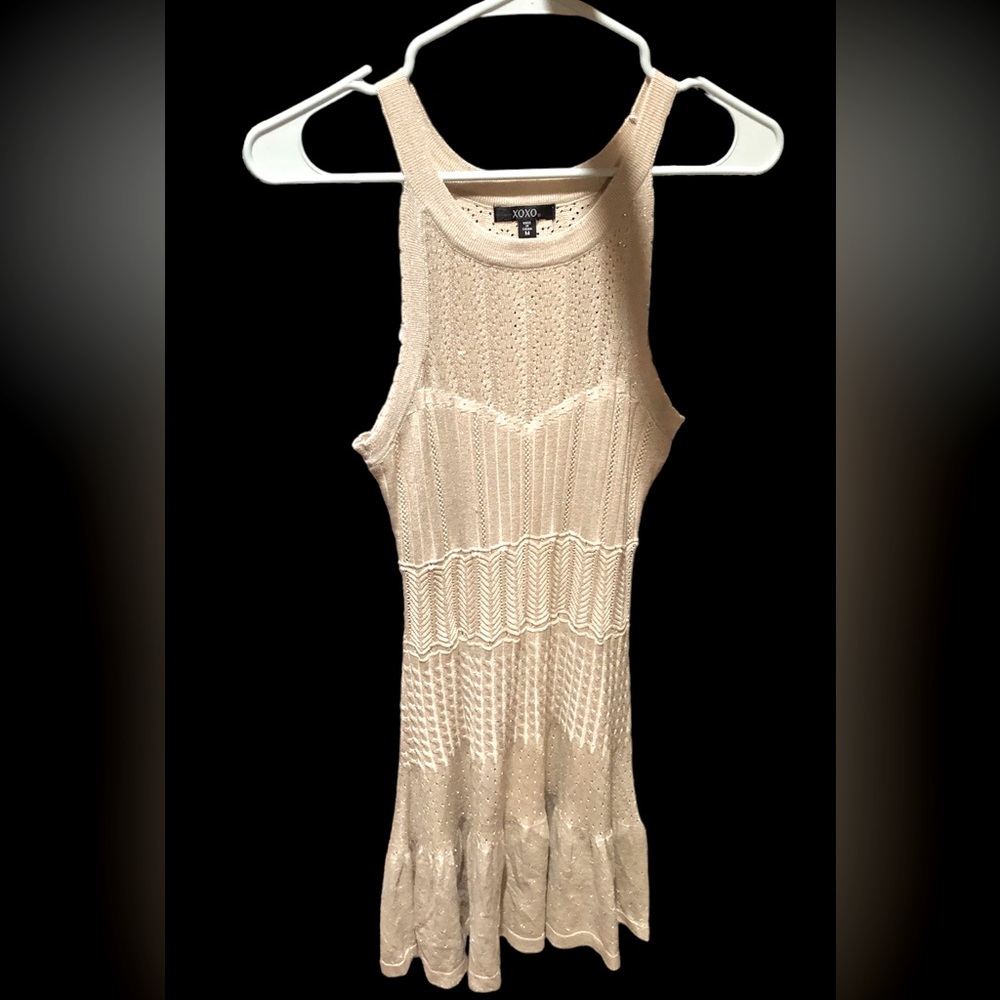 Gold sparkle skater dress